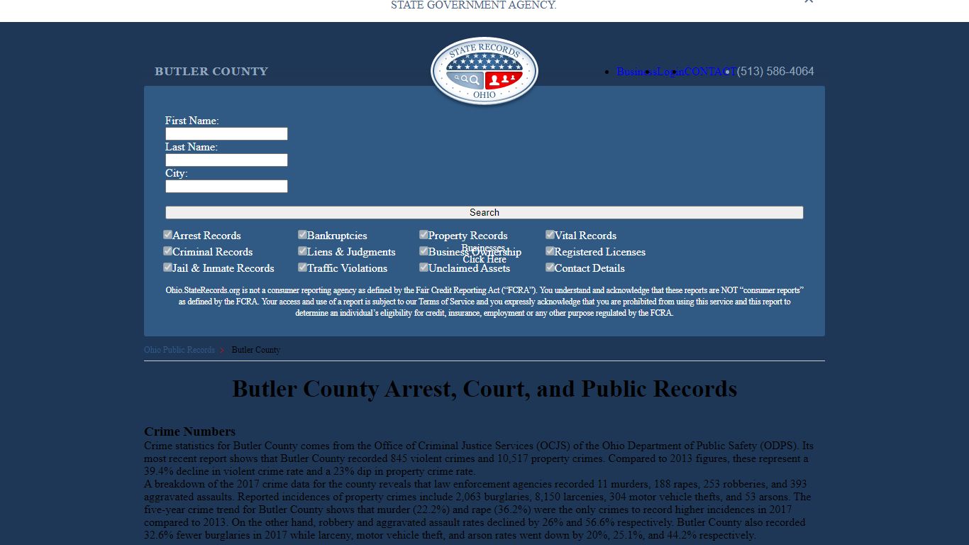 Butler County Arrest, Court, and Public Records